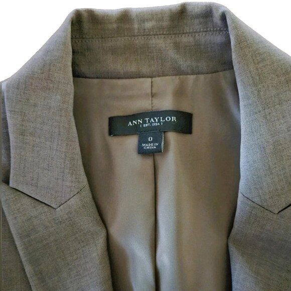 Ann Taylor Womens Taupe Brown Skirt Sz 2 Blazer Sz 0 Suit Set Wool Blend Career - Picture 5 of 11